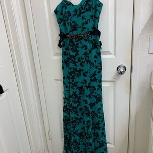 City Triangles Teal and Black Maxi Dress